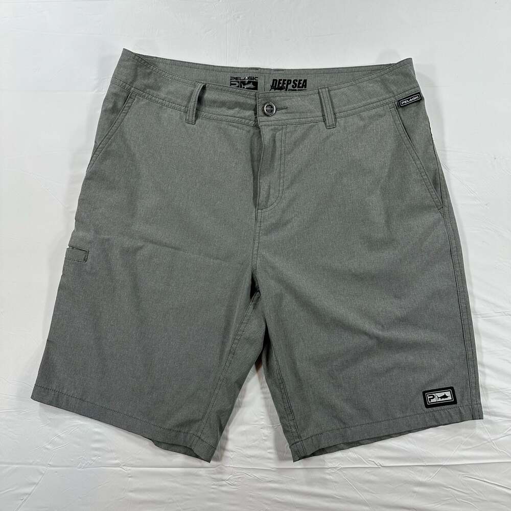 Pelagic Deep Sea Hybrid Fishing Shorts Gray Size 34 Performance Excellent